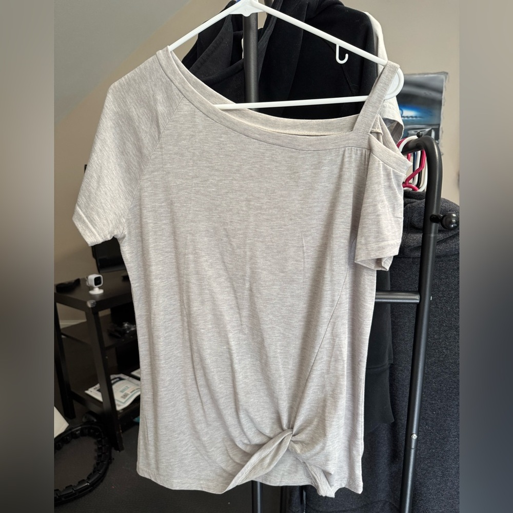 Gray Women's Top with Knot Detail
